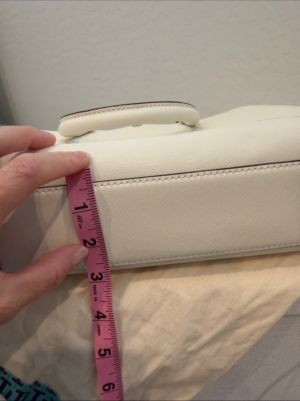 Tory Burch Robinson Small Zip Top Tote Bag Saffiano leather Ivory - Picture 13 of 13